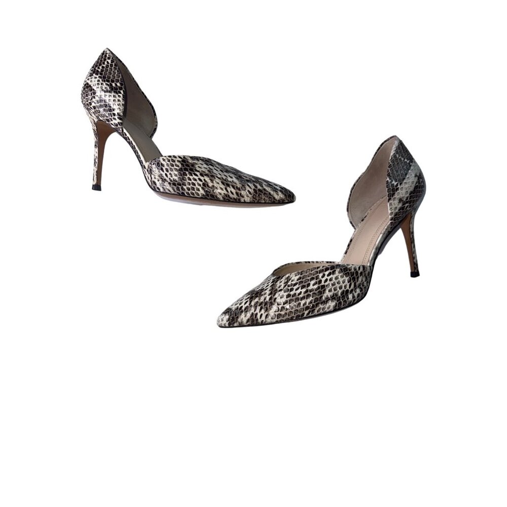 Marc Fisher Snakeskin Heels Black White Double Cutout Sides d'Orsay 3.5" Size 8